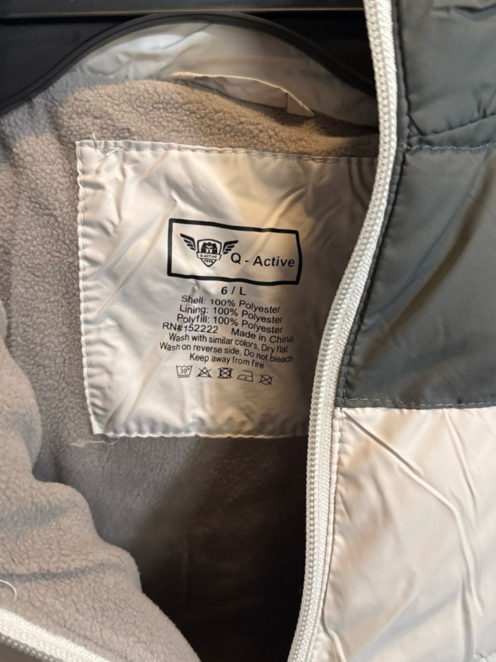 Active USA Kids Hooded Puffer Jacket in Light Gray and Dark Gray